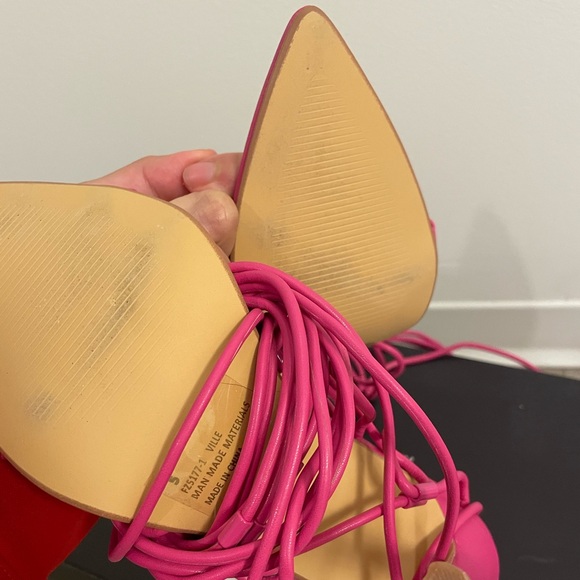 Hot pink lace-up heels size US 7 UK 5 - Picture 2 of 6